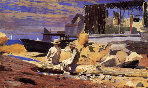 (image for) Handmade oil painting Copy paintings of famous artists Winslow Homers Paintings Waiting for the Boats - Click Image to Close